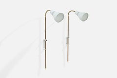 Swedish Designer, Wall Lights, Brass, Metal, Sweden, 1950s