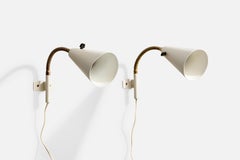 Swedish Designer, Wall Lights, Brass, Metal, Sweden, 1950s