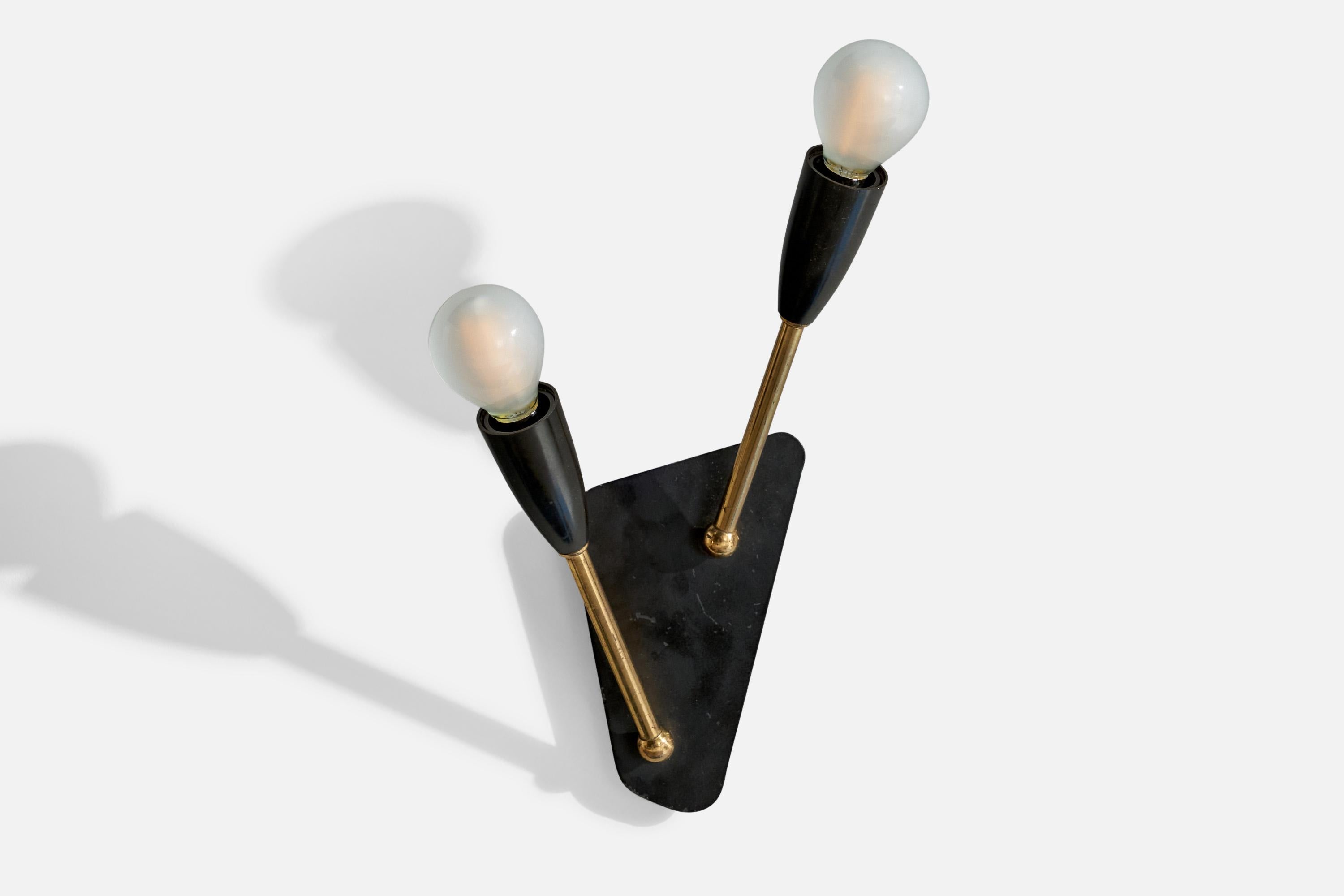 Swedish Designer, Wall Lights, Brass, Metal, Sweden, 1950s In Good Condition For Sale In High Point, NC