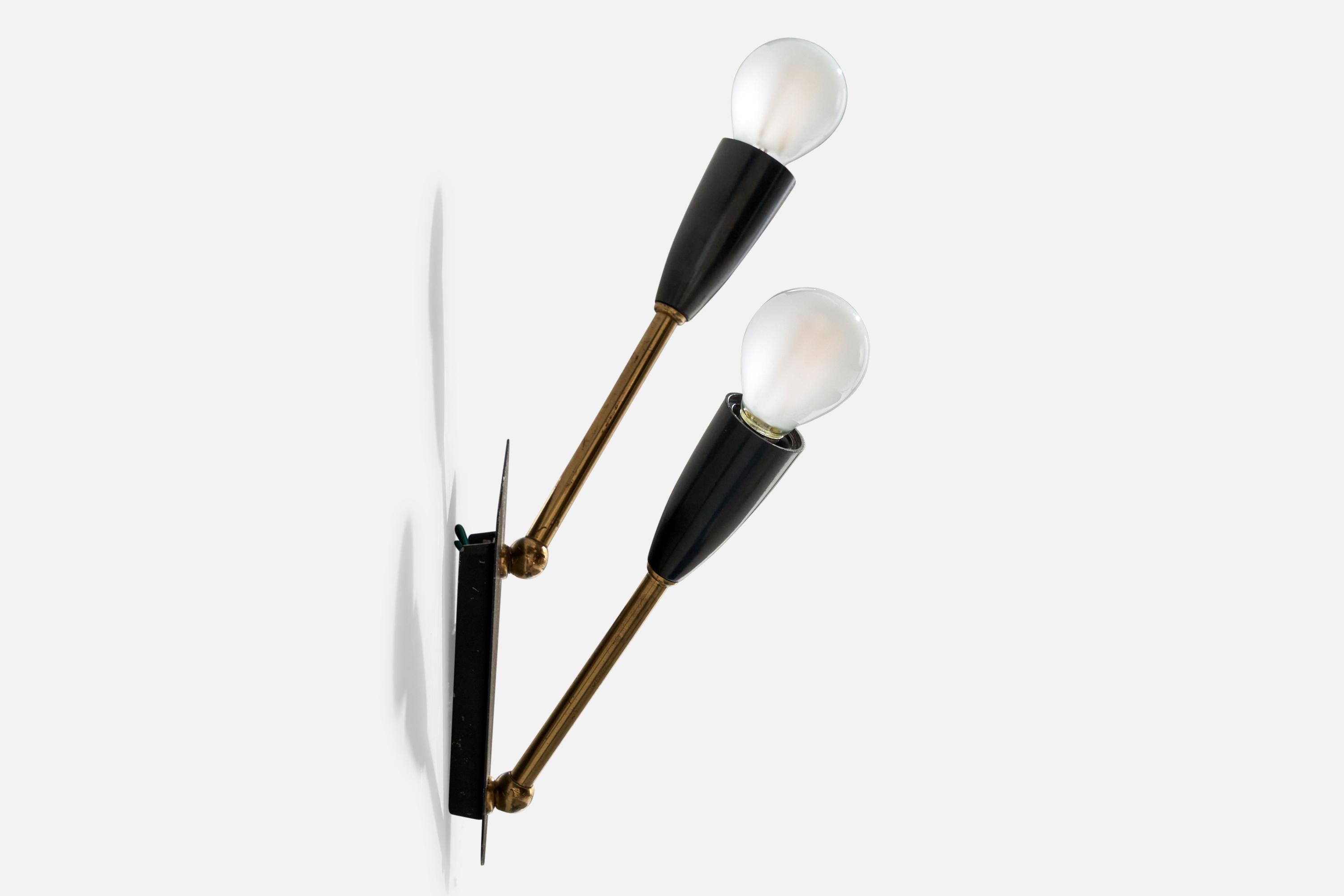 Mid-20th Century Swedish Designer, Wall Lights, Brass, Metal, Sweden, 1950s For Sale