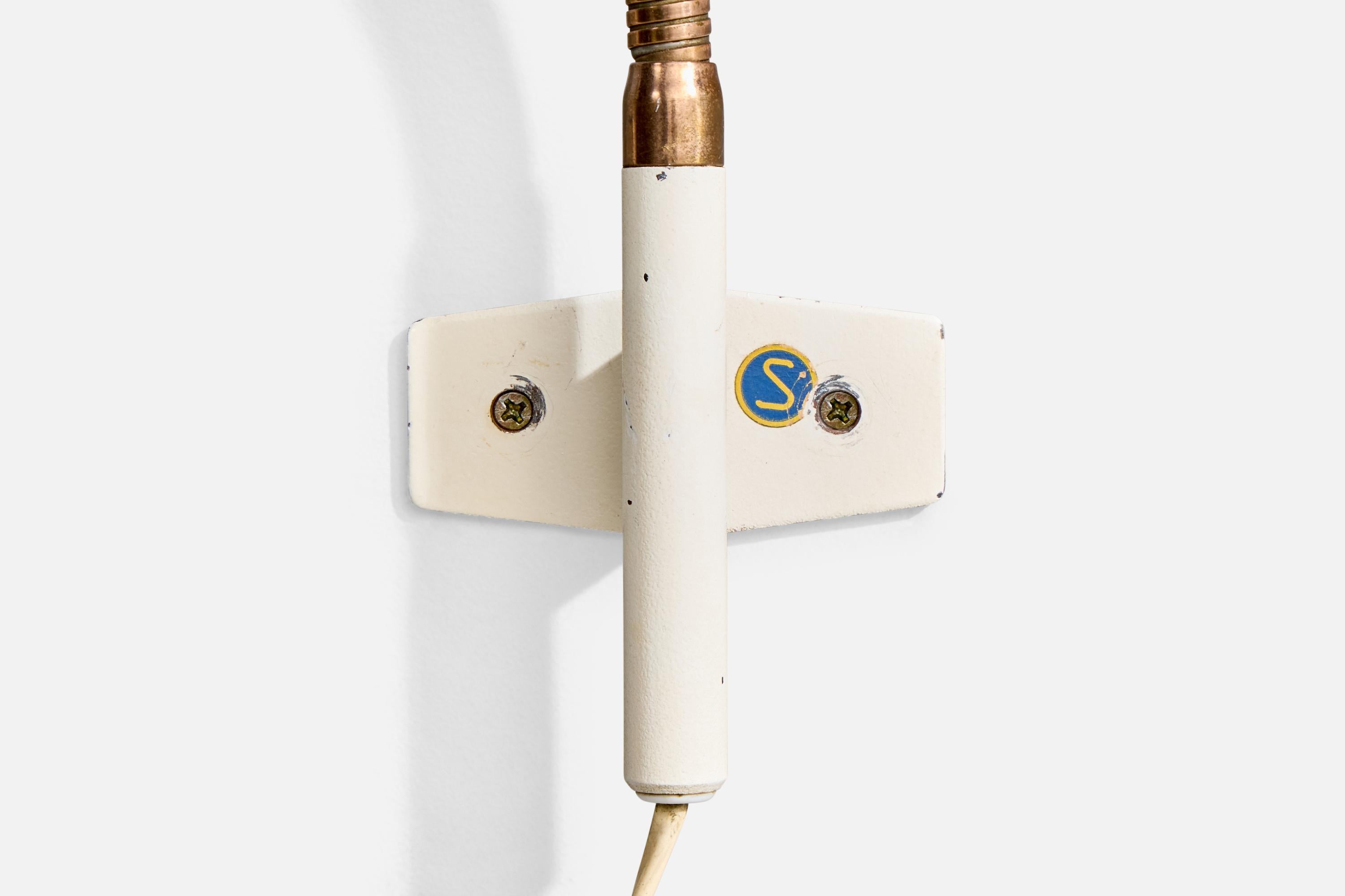 Schwedischer Designer, Wandleuchten, Messing, Metall, Schweden, 1950er Jahre im Angebot 2