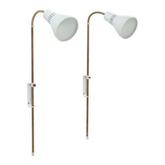 Schwedischer Designer, Wandleuchten, Messing, Metall, Schweden, 1950er Jahre