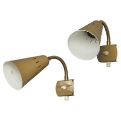 Vintage Swedish Designer, Wall Lights, Brass, Metal, Sweden, 1960s