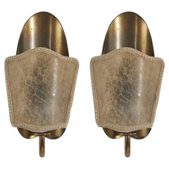 Swedish Designer, Wall Lights, Brass, Paper, Sweden, 1940s