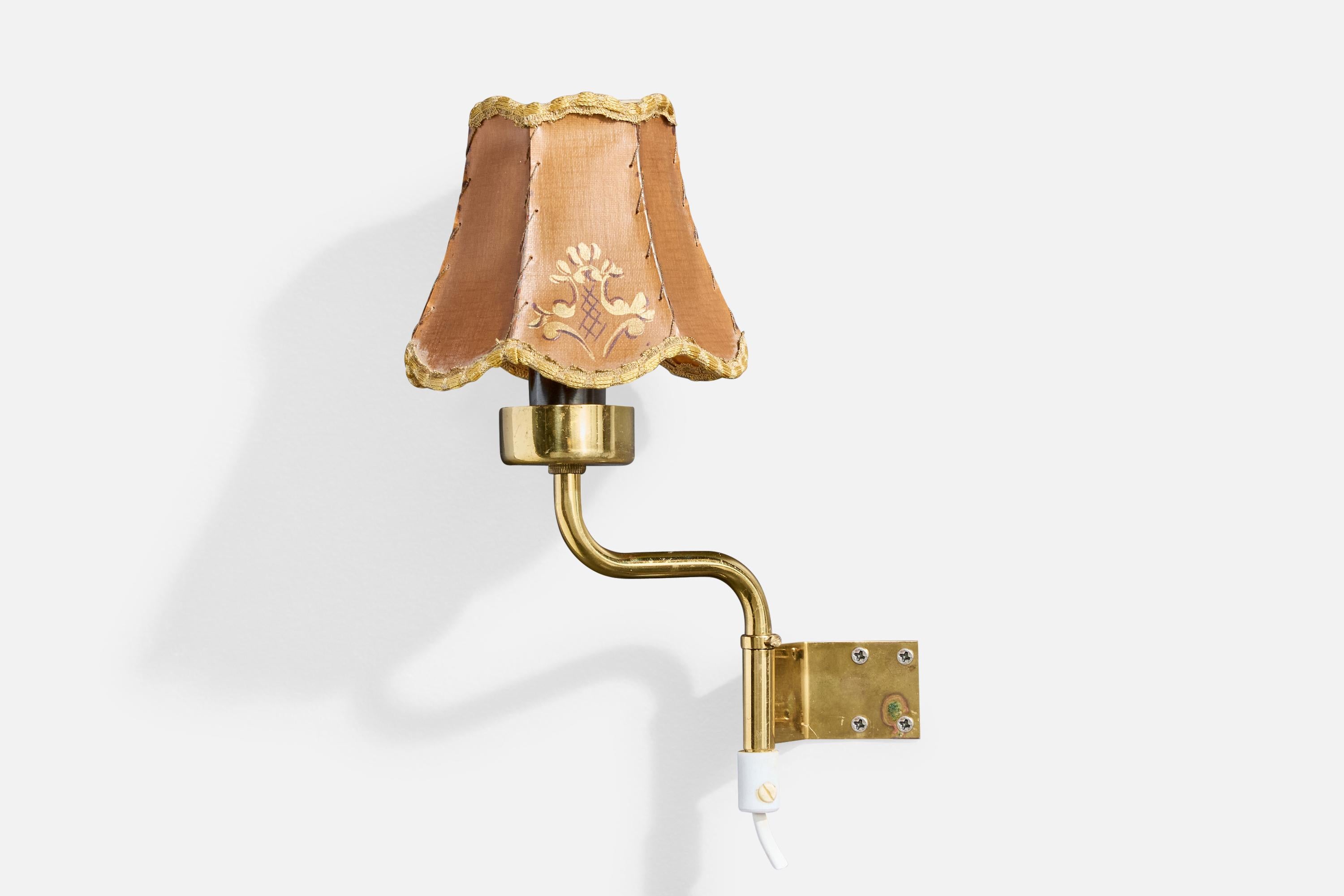 Swedish Designer, Wall Lights, Brass, Parchment, Sweden, 1950s In Good Condition For Sale In High Point, NC