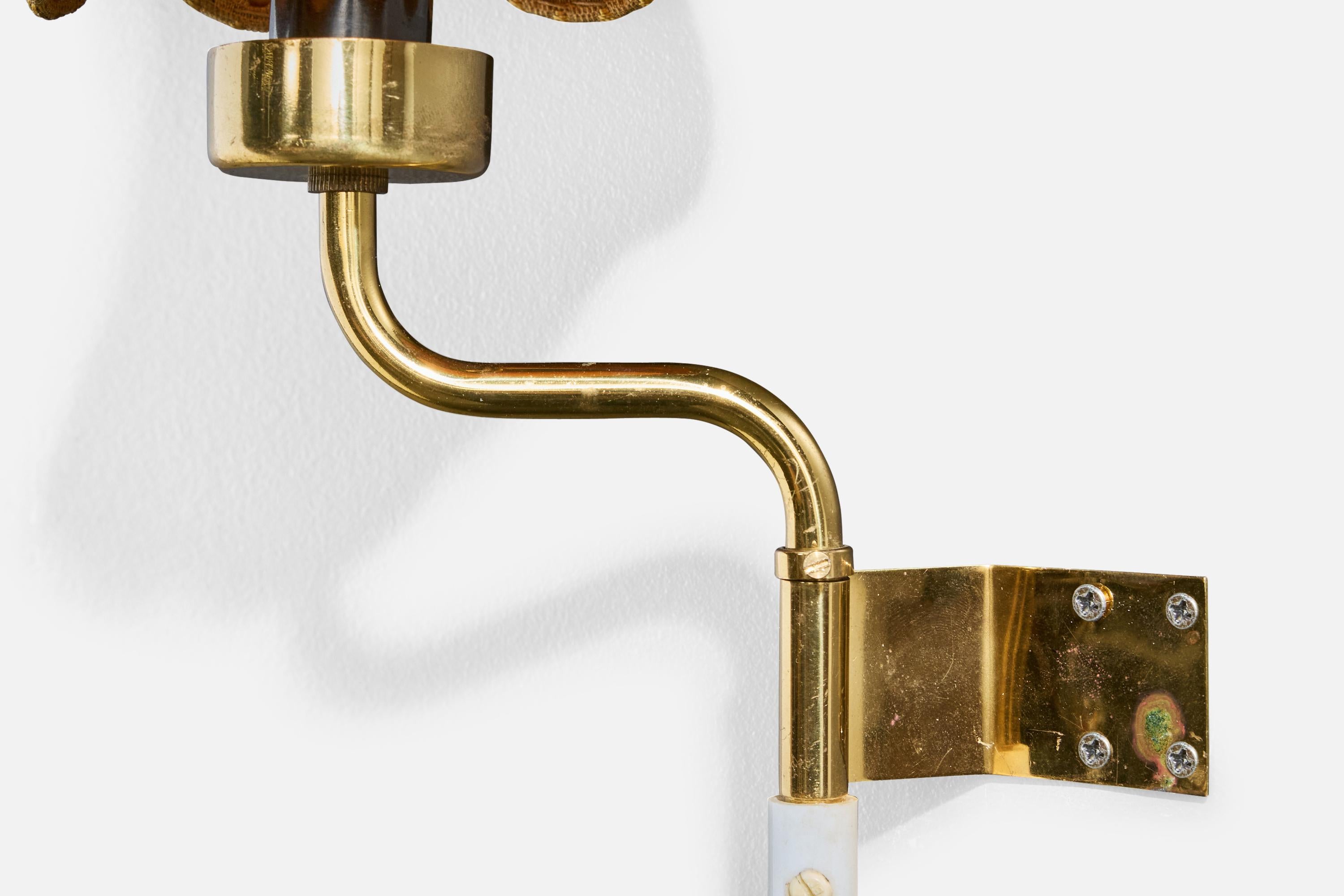 Swedish Designer, Wall Lights, Brass, Parchment, Sweden, 1950s For Sale 2