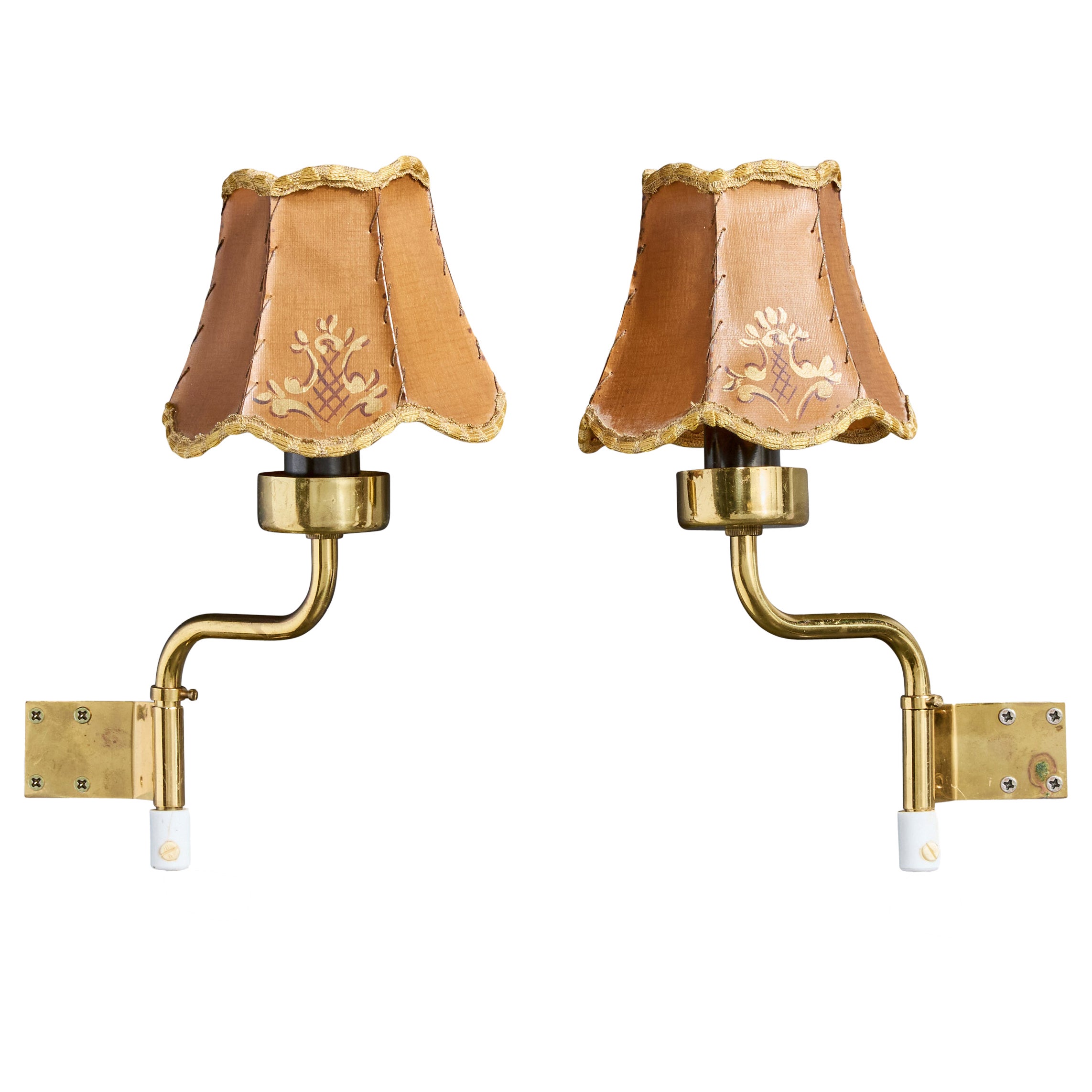 Diseñador sueco, apliques, latón, pergamino, Suecia, años 50