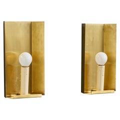 Schwedischer Designer, Wandleuchten, Messing, Kunststoff, Schweden, 1960er Jahre