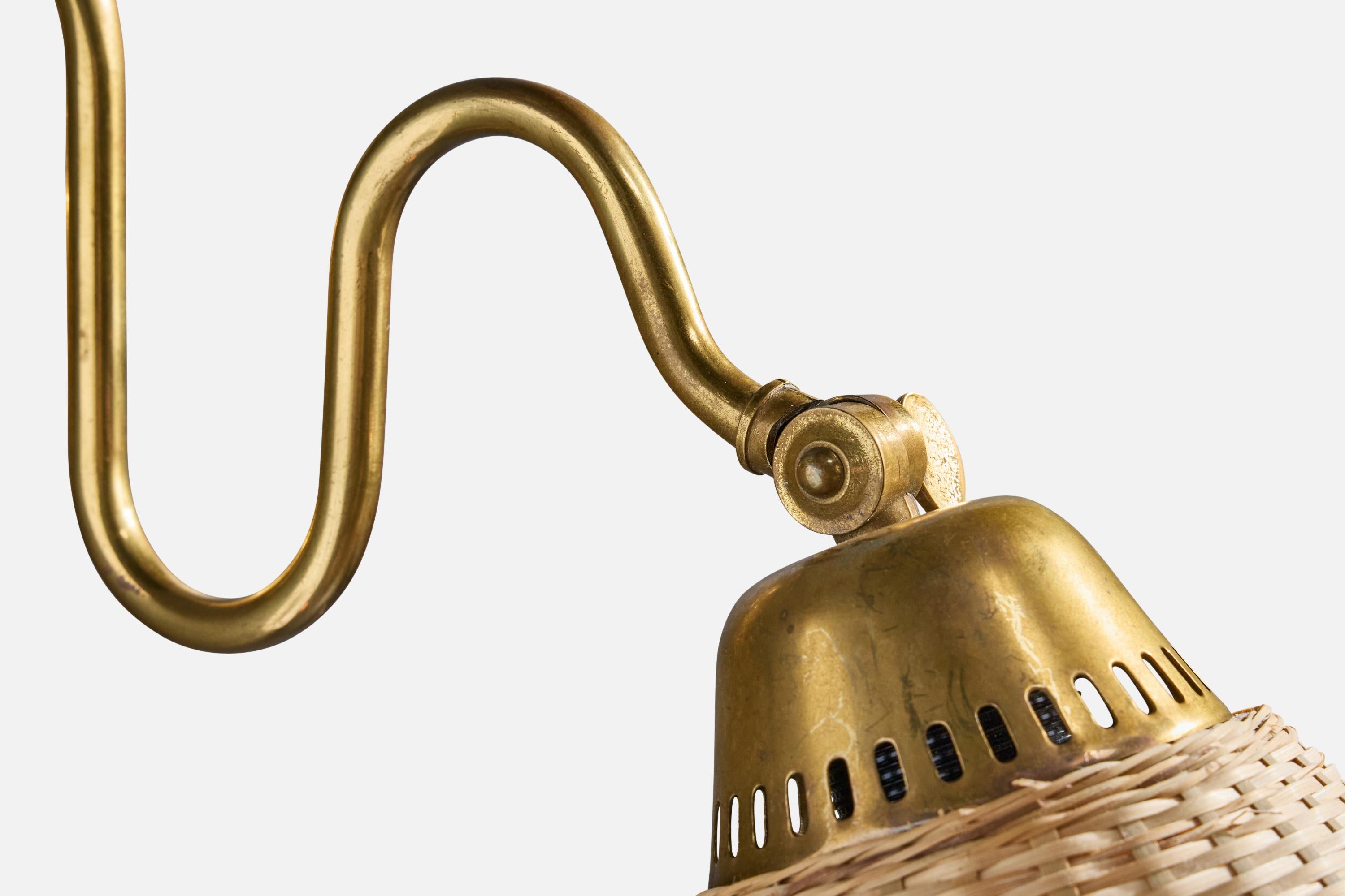 Rattan Designer svedese, applique, ottone, rattan, Svezia, anni '1940