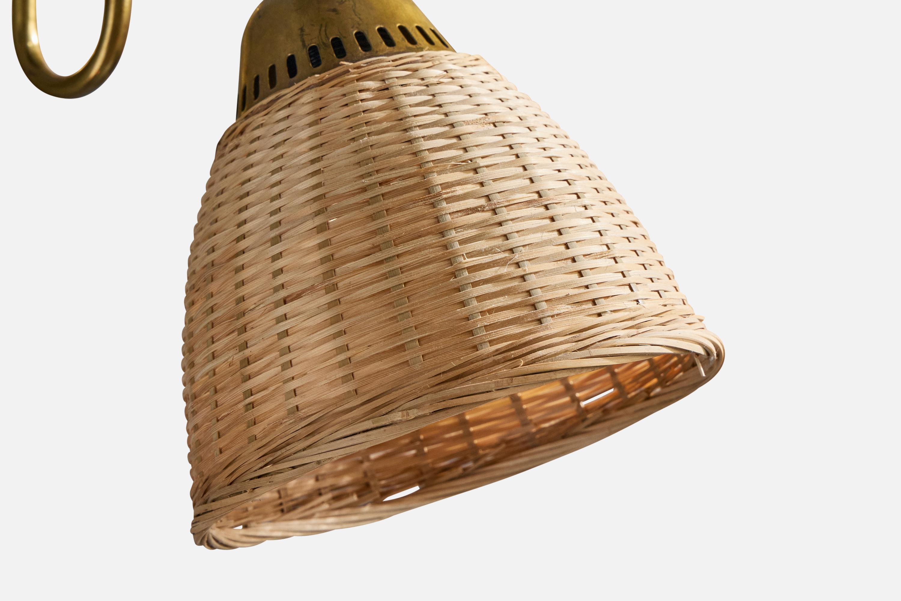 Designer svedese, applique, ottone, rattan, Svezia, anni '1940 1