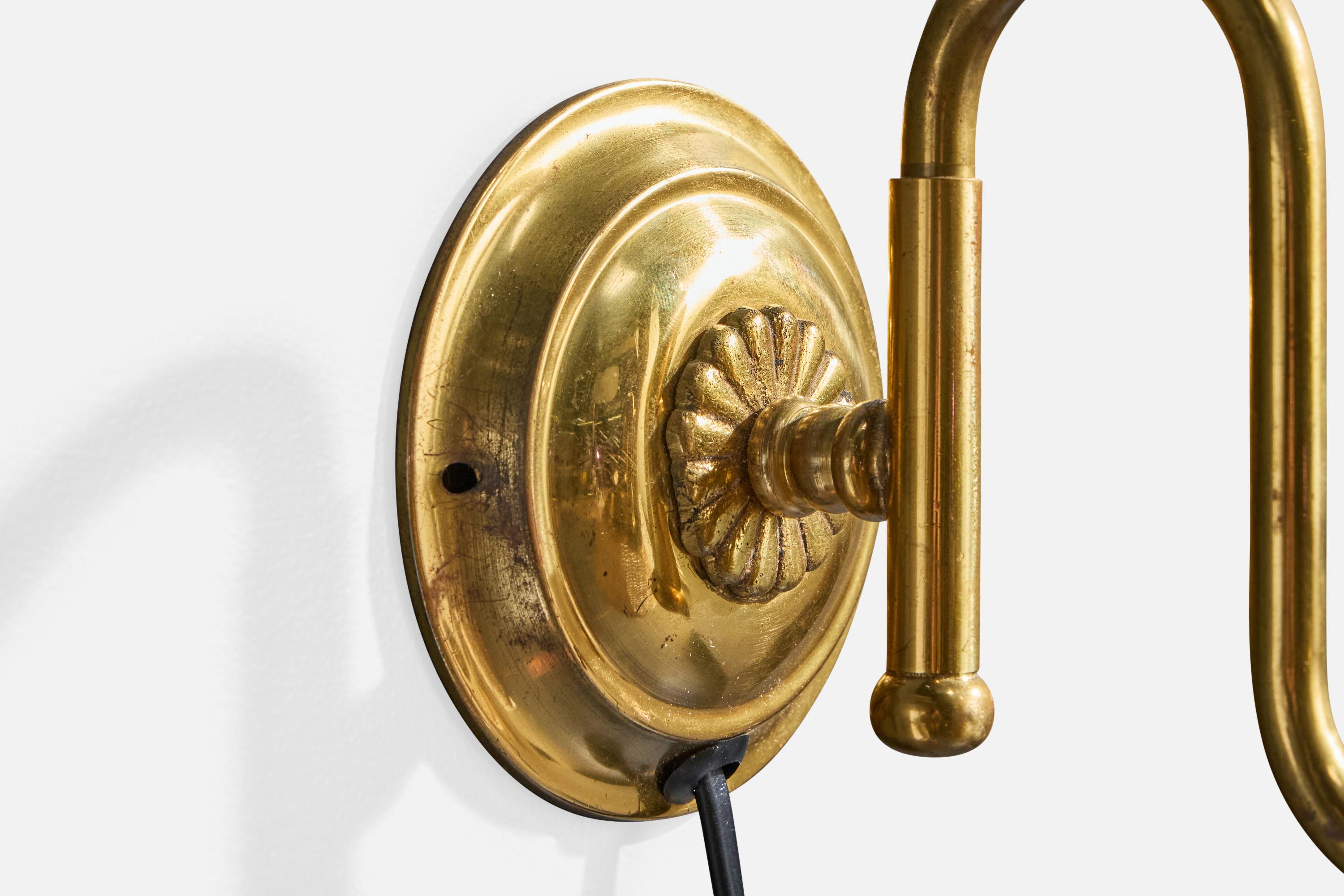 Designer svedese, applique, ottone, rattan, Svezia, anni '1940 2