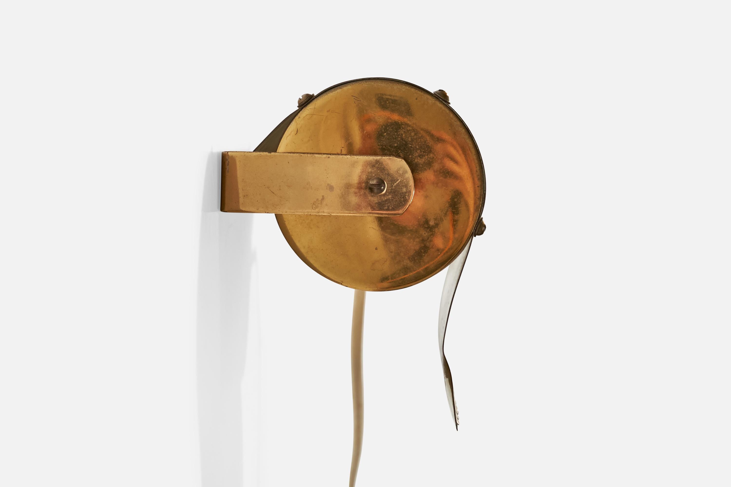 Mid-20th Century Swedish Designer, Wall Lights, Brass, Sweden, 1940s For Sale