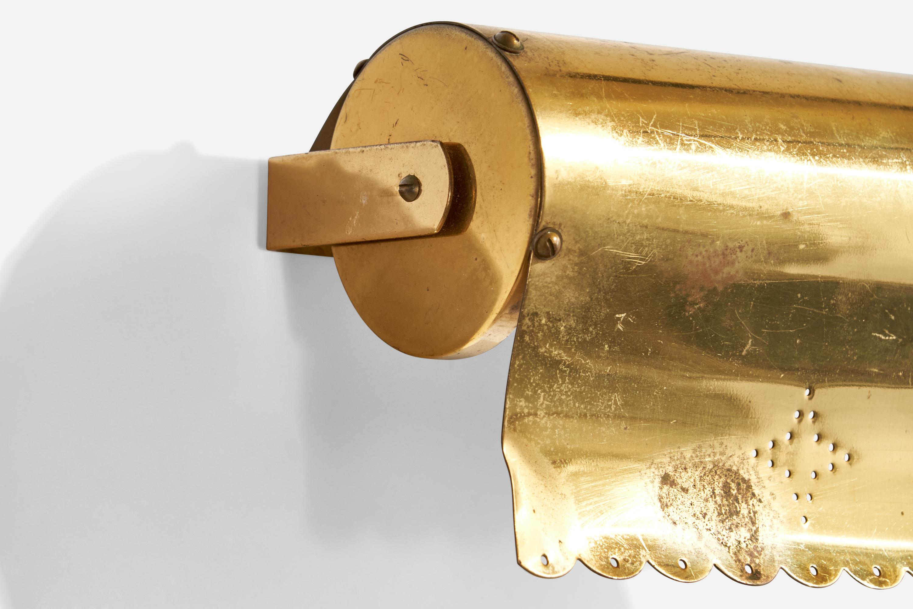 Swedish Designer, Wall Lights, Brass, Sweden, 1940s For Sale 1