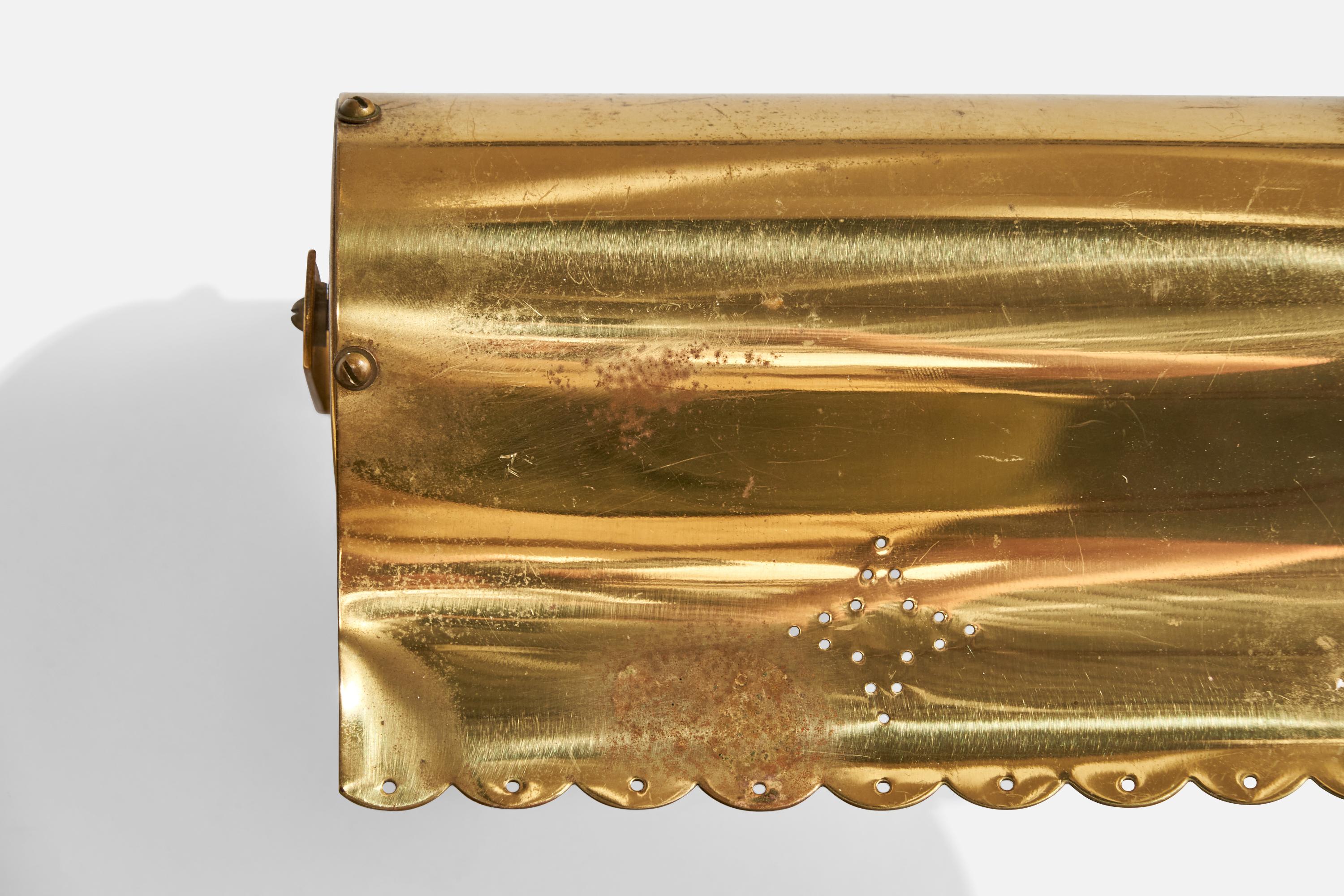 Swedish Designer, Wall Lights, Brass, Sweden, 1940s For Sale 2