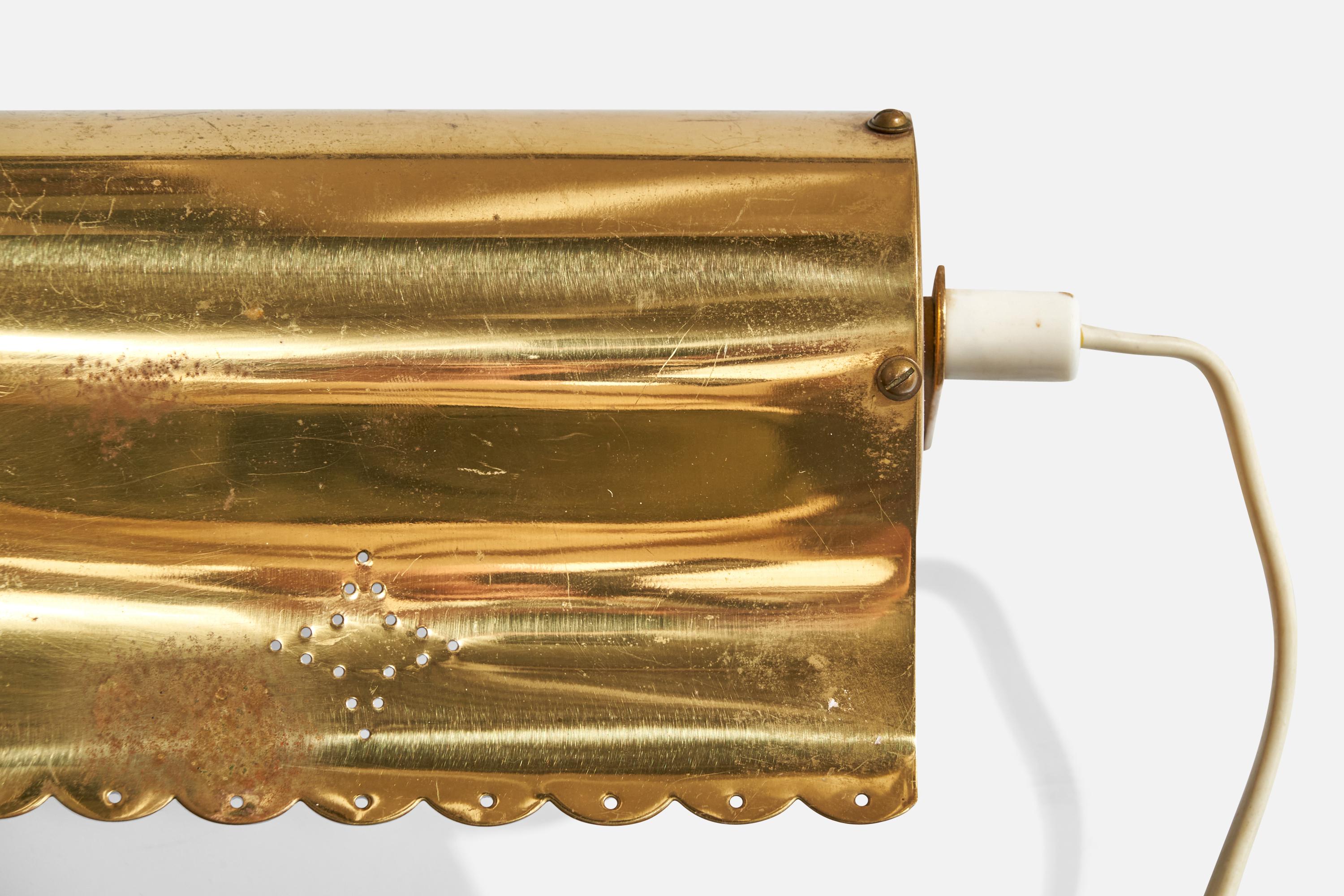 Swedish Designer, Wall Lights, Brass, Sweden, 1940s For Sale 3
