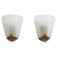 Swedish Designer, Wall Lights, Brass, Sweden, 1940s