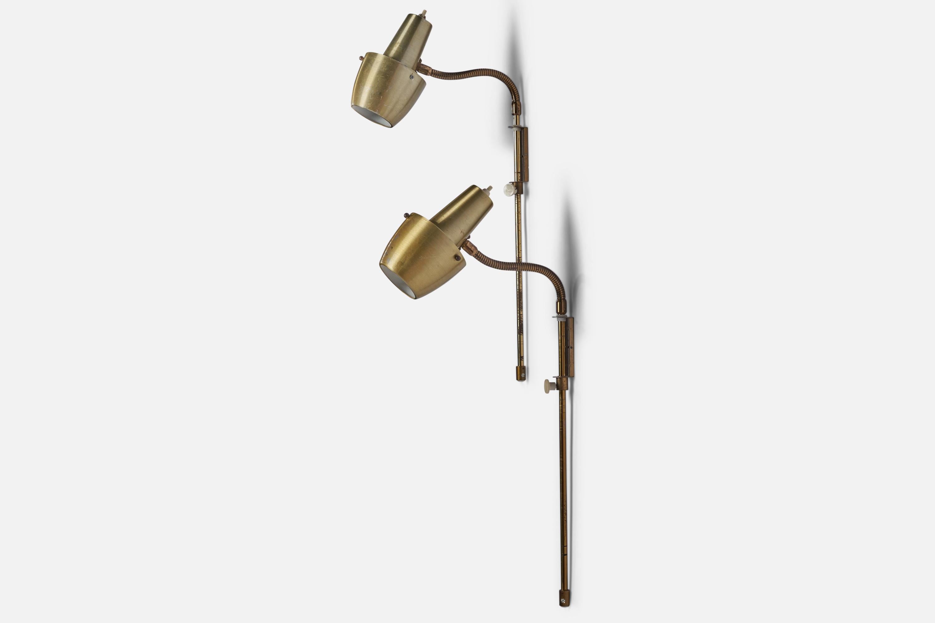 Late 20th Century Swedish Designer, Wall Lights, Brass, Sweden, 1970s For Sale