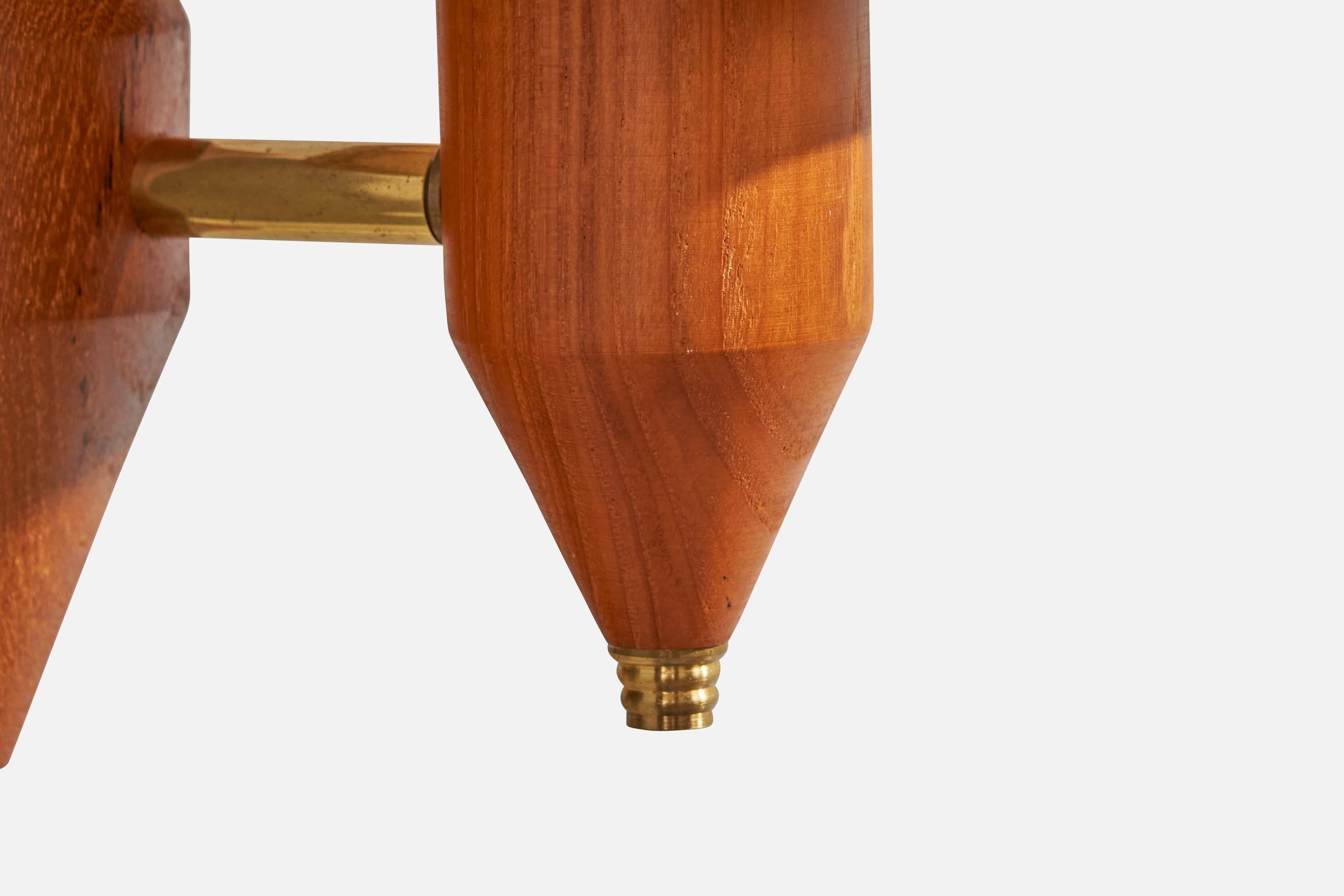 Laiton Design/One, Lights, laiton, teck, tissu, Suède, années 1950 en vente