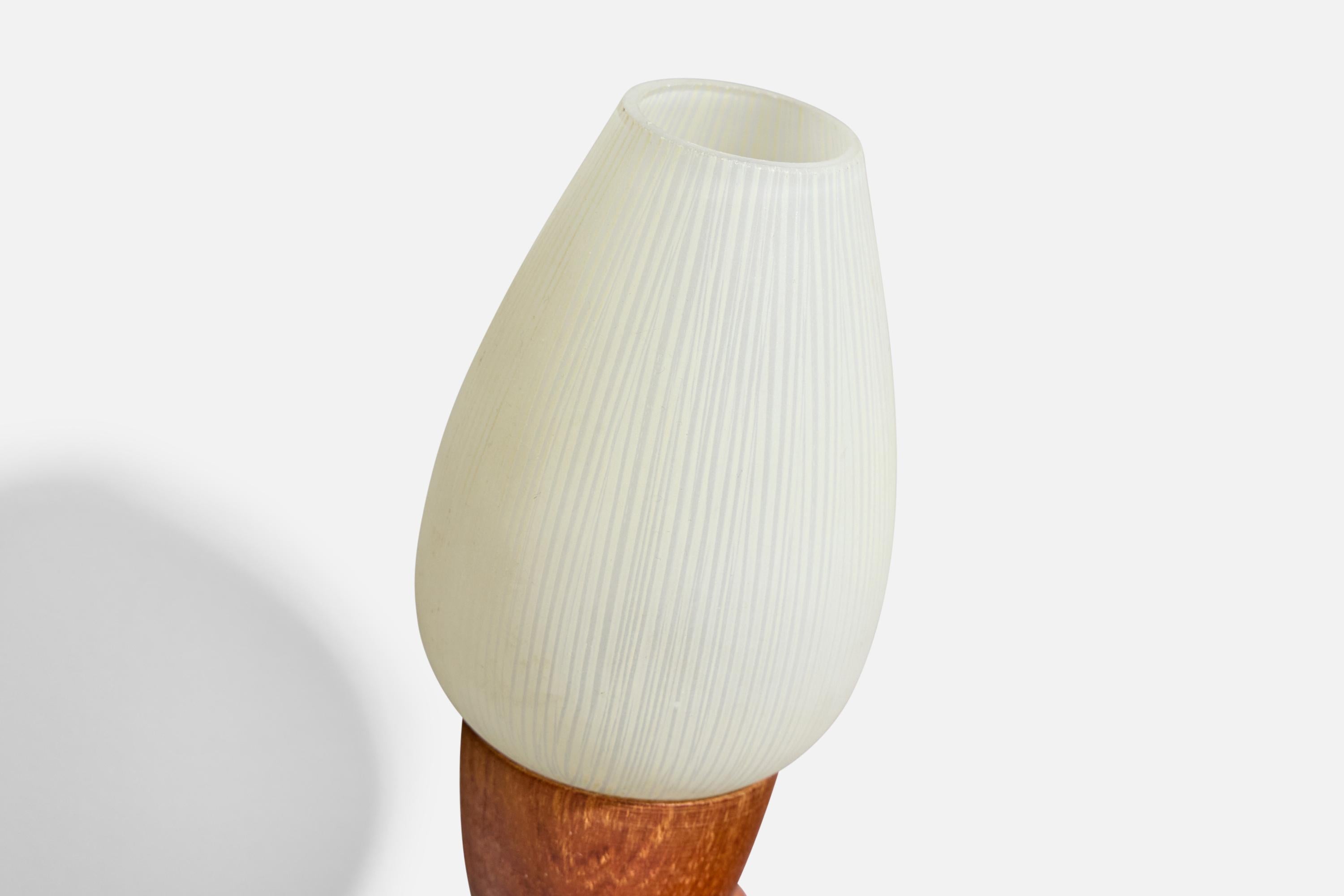 Schwedischer Designer, Wandleuchten, Messing, Teakholz, Glas, Schweden, 1950er Jahre im Angebot 5