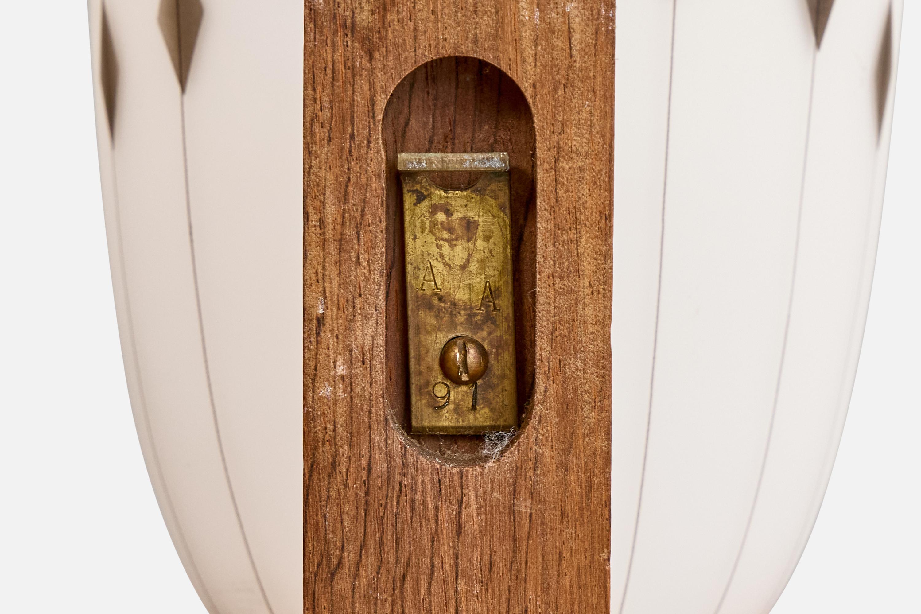 Mid-Century Modern Swedish Designer, Wall Lights, Brass, Teak, Glass, Sweden, 1950s For Sale