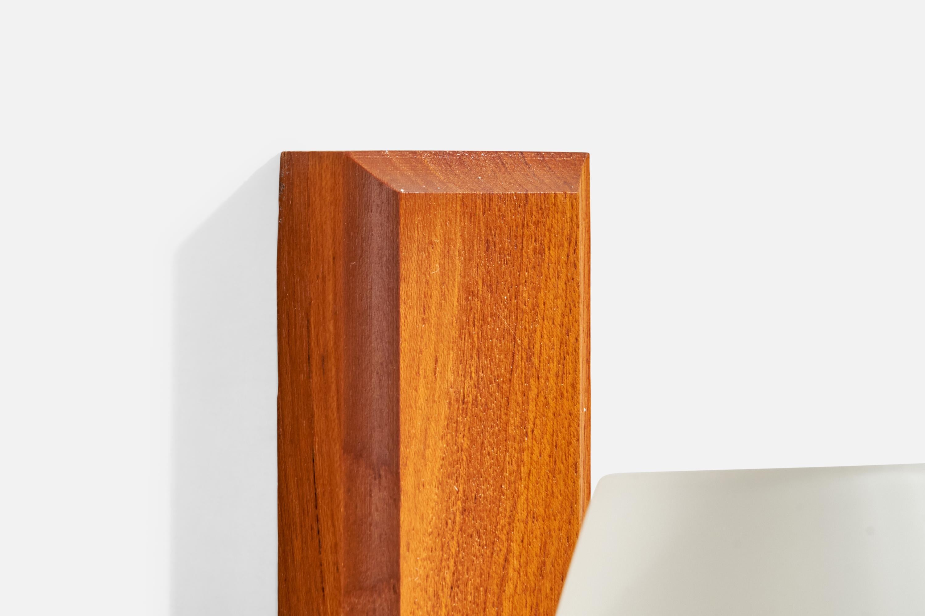 Swedish Designer, Wall Lights, Brass, Teak, Glass, Sweden, 1950s For Sale 1