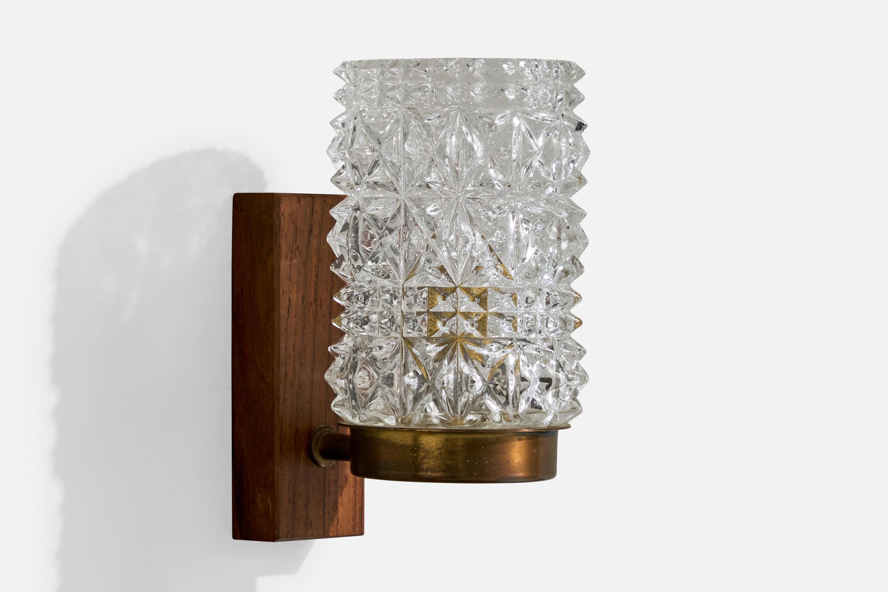 Design/One, Lights, laiton, teck, verre, Suède, années 1950 en vente 1