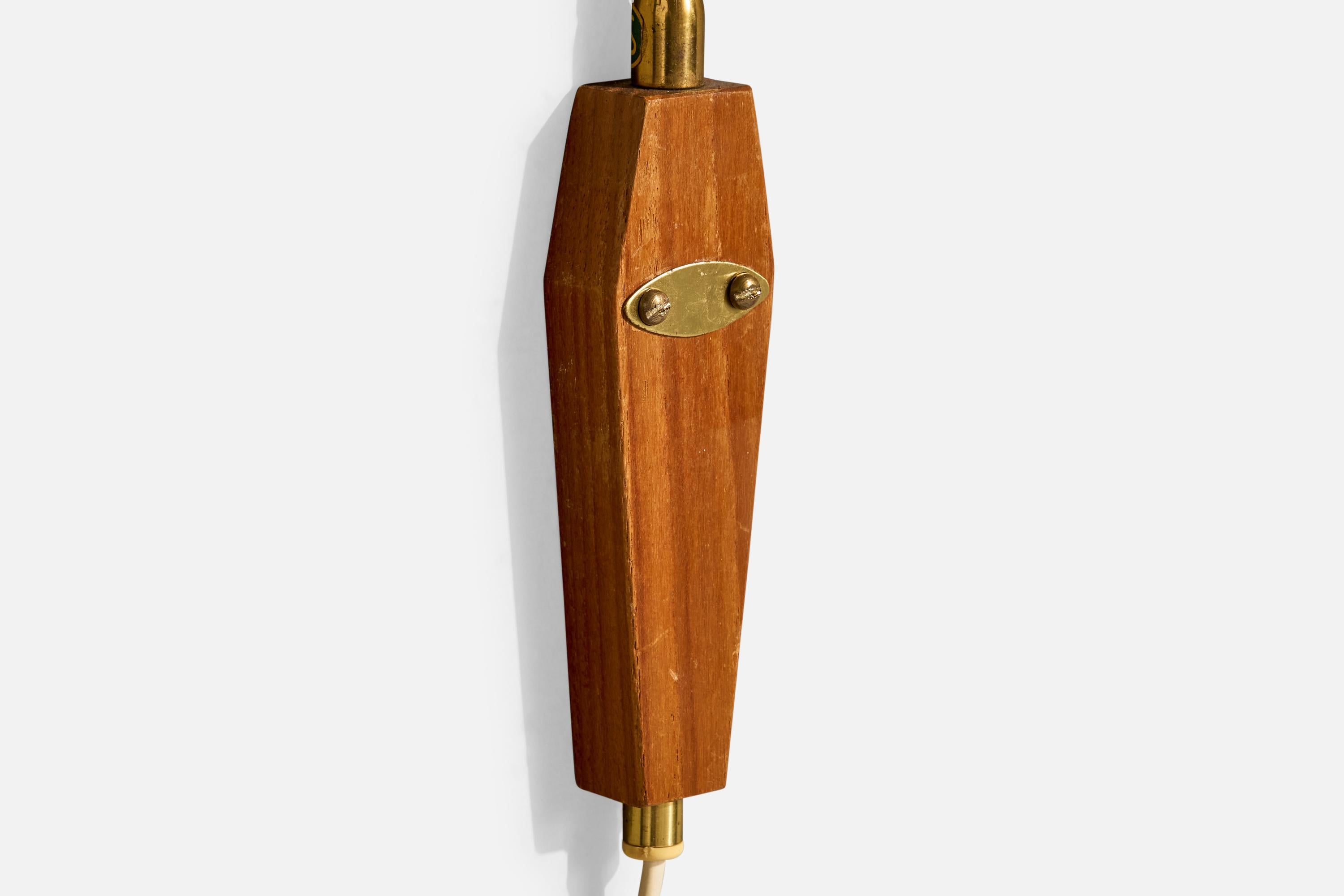 Swedish Designer, Wall Lights, Brass, Teak, Metal, Sweden, 1950s 5