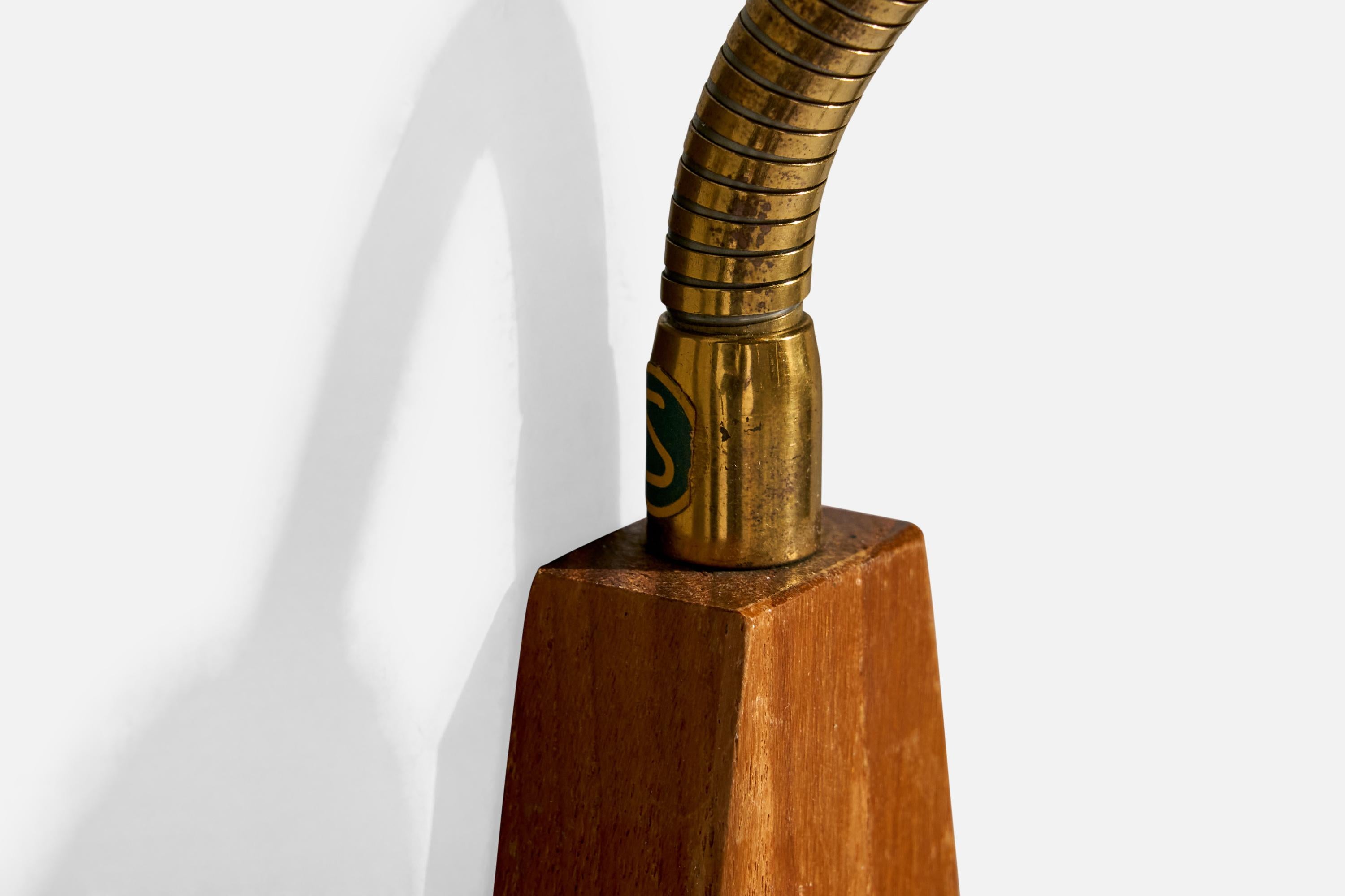 Swedish Designer, Wall Lights, Brass, Teak, Metal, Sweden, 1950s 6