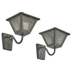 Swedish Designer, Wall Lights, Copper, Glass, Sweden, 1940s