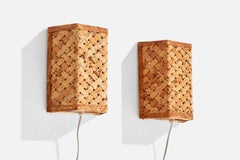 Swedish Designer, Wall Lights, Cork, Sweden, 1970s