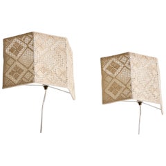 Swedish Designer, Wall Lights, Fabric, Metal, Sweden, 1960s