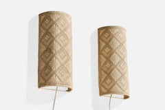 Swedish Designer, Wall Lights, Fabric, Metal, Sweden, 1970s