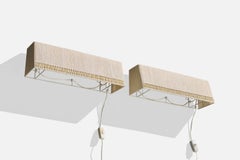 Swedish Designer, Wall Lights, Fabric, Metal, Sweden, 1970s