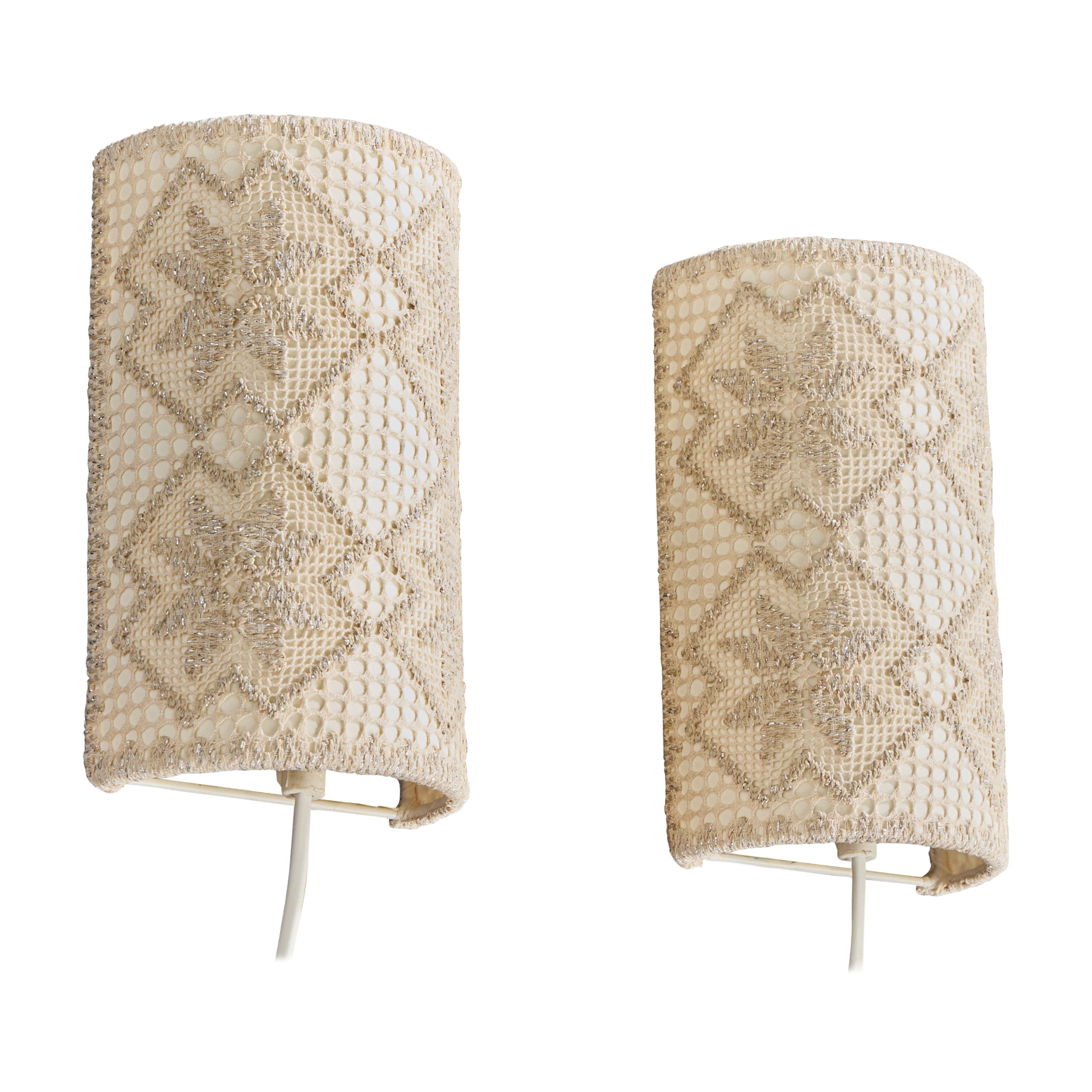 Swedish Designer, Wall Lights, Fabric, Paper, Sweden, 1960s For Sale
