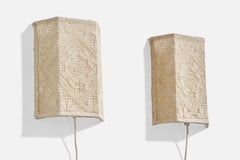 Swedish Designer, Wall Lights, Fabric, Sweden, 1960s