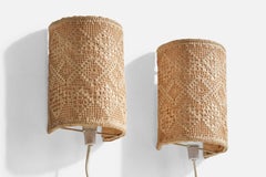 Swedish Designer, Wall Lights, Fabric, Sweden, 1960s
