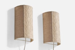 Swedish Designer, Wall Lights, Fabric, Sweden, 1960s