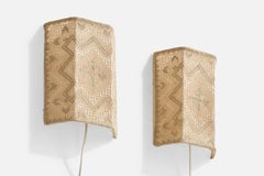Swedish Designer, Wall Lights, Fabric, Sweden, 1960s