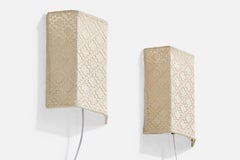 Swedish Designer, Wall Lights, Fabric, Sweden, 1960s