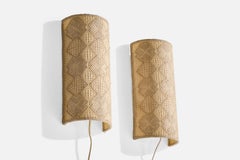 Swedish Designer, Wall Lights, Fabric, Sweden, 1960s
