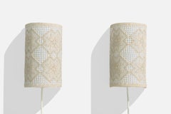 Swedish Designer, Wall Lights, Fabric, Sweden, 1960s