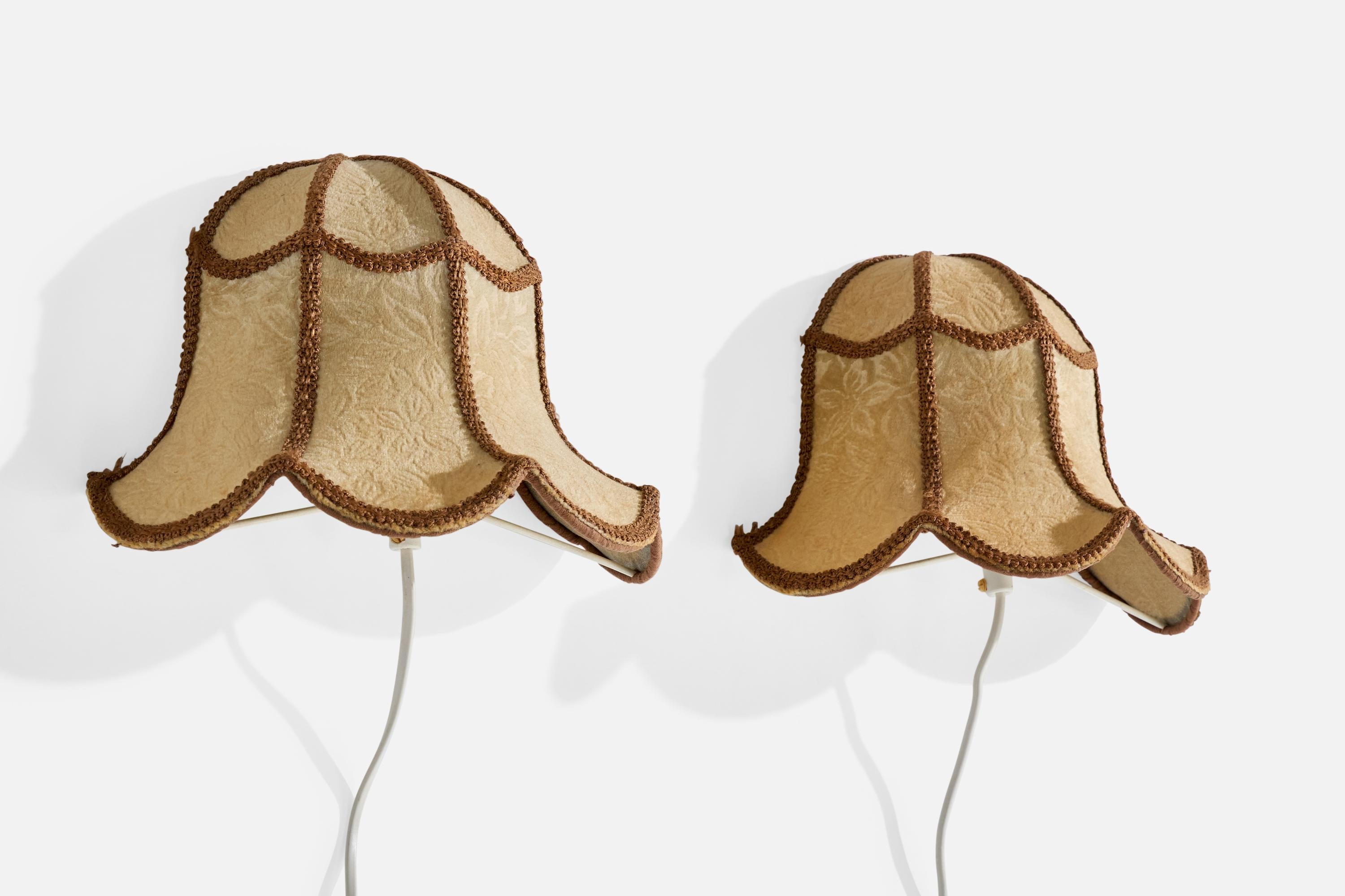 Mid-Century Modern Swedish Designer, Wall Lights, Fabric, Sweden, 1960s For Sale