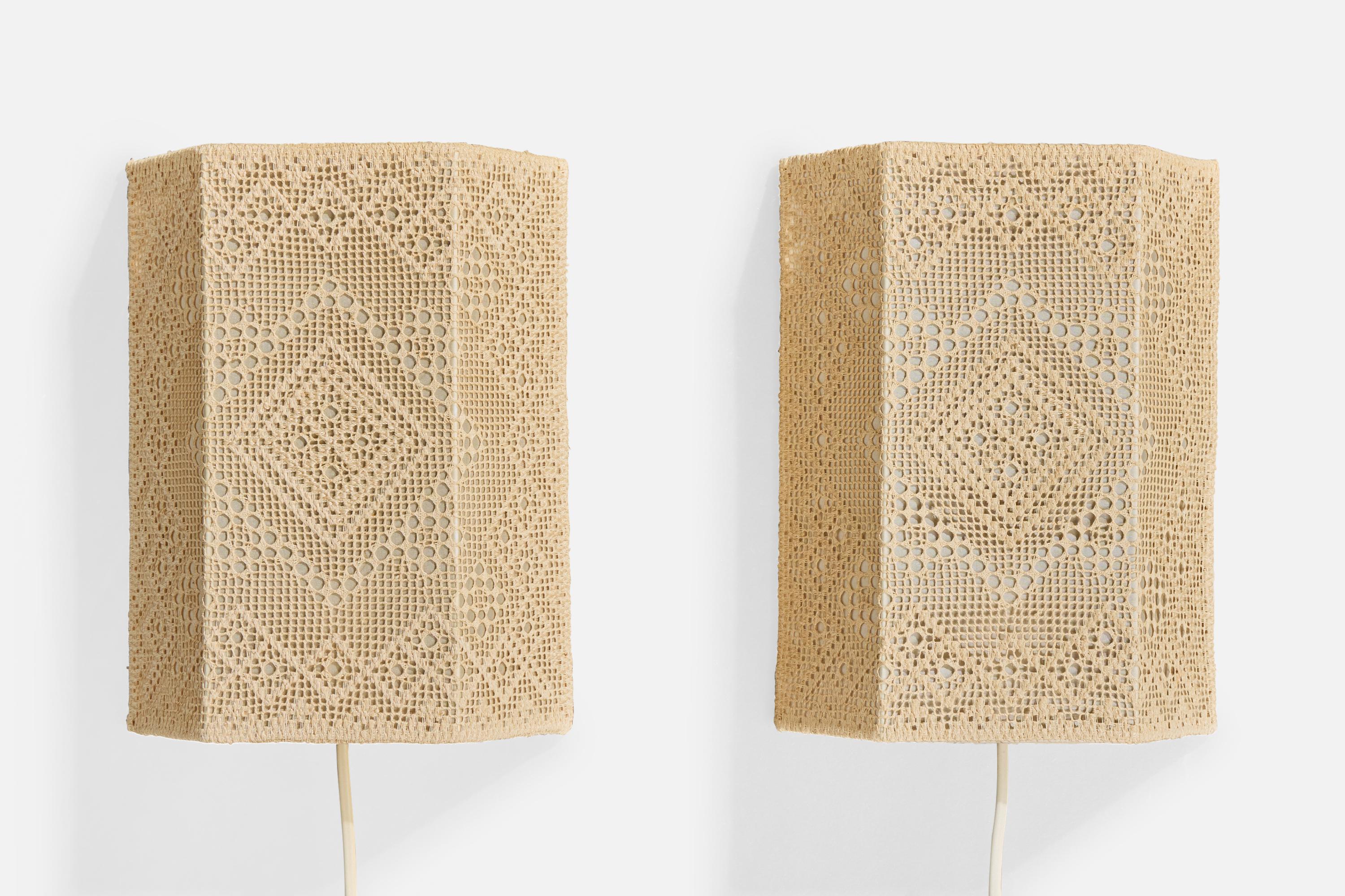 Swedish Designer, Wall Lights, Fabric, Sweden, 1960s