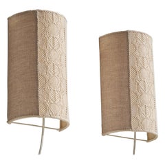 Swedish Designer, Wall Lights, Fabric, Sweden, 1960s