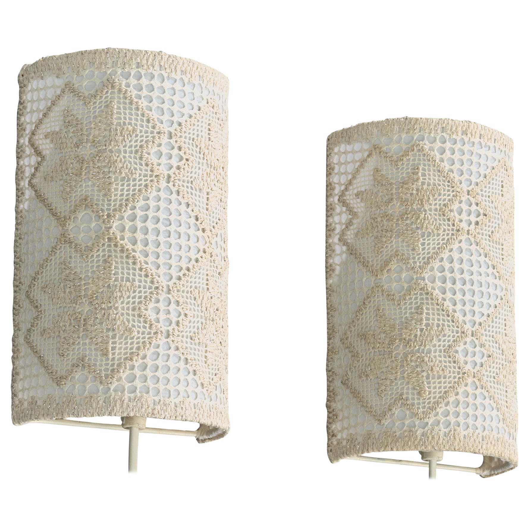 Swedish Designer, Wall Lights, Fabric, Sweden, 1960s