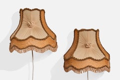 Swedish Designer, Wall Lights, Fabric, Sweden, 1970s