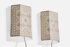 Swedish Designer, Wall Lights, Fabric, Sweden, 1970s