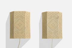 Swedish Designer, Wall Lights, Fabric, Sweden, 1970s