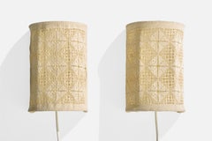 Swedish Designer, Wall Lights, Fabric, Sweden, 1970s