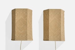 Swedish Designer, Wall Lights, Fabric, Sweden, 1970s